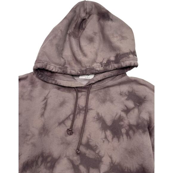 Tna Aritzia Hoodie Womens 2 Medium Gray Tie Dye Pullover Kangaroo Pocket Fleece - Picture 4 of 15